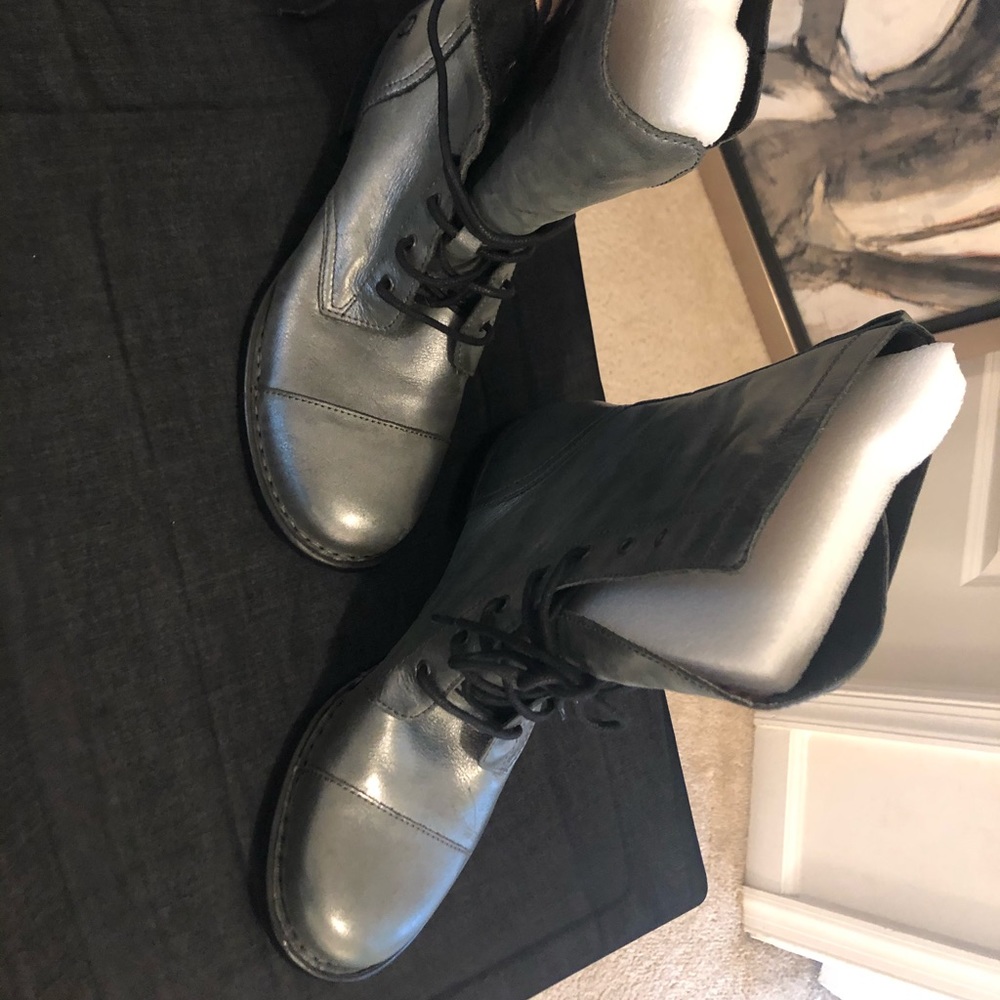 NWOT Born gunmetal colored combat boots.